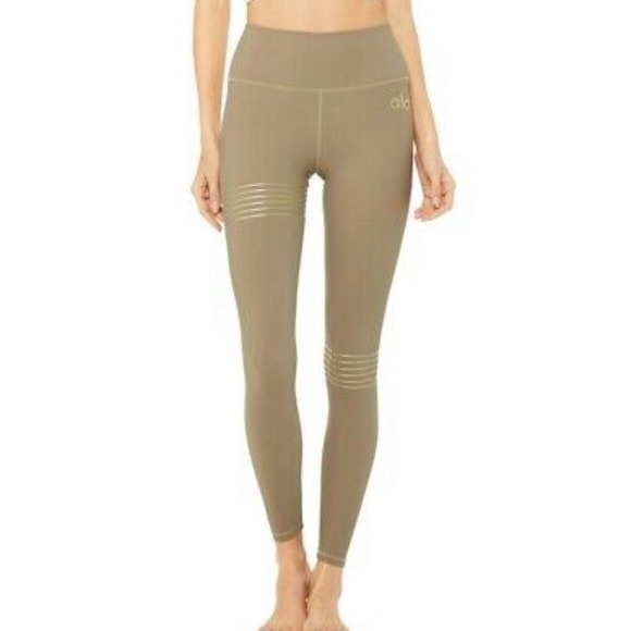 ALO Yoga Pants - Alo Vapor tan and gold leggings